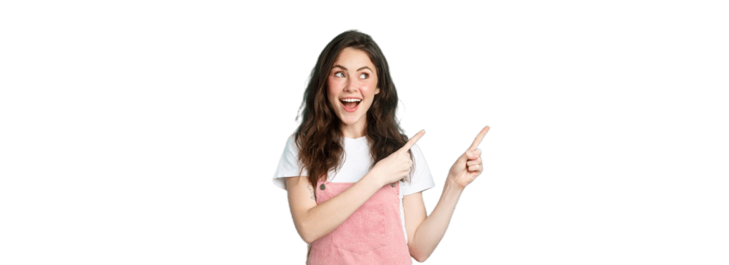 069fa92fd8a1766a9905d9e6c47783da.ortrait happy smiling female model with glamour blush pointing fingers left looking promo offer showing advertisement copy space blue background 1024x373 1